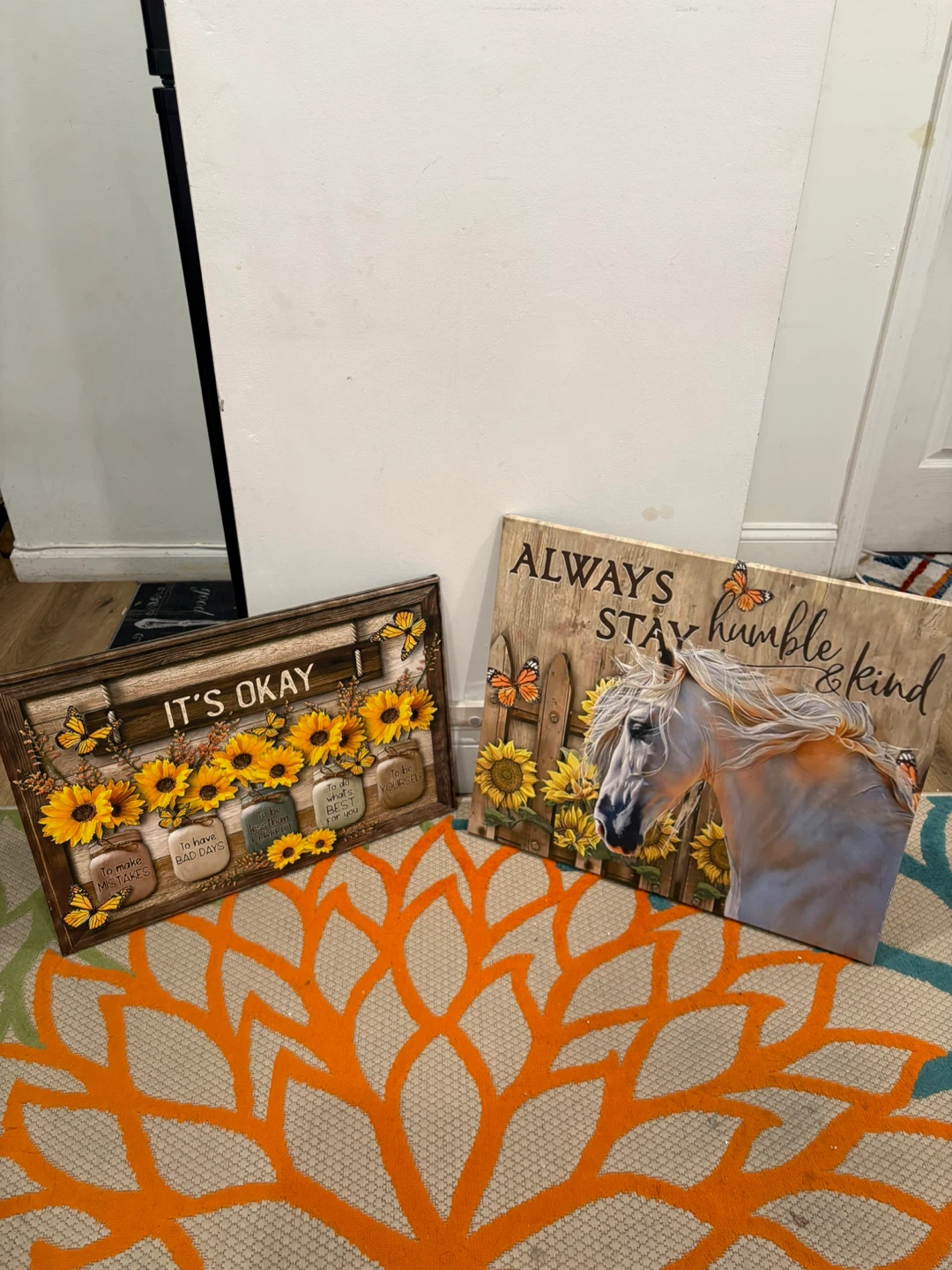Sunflower , Horse, message Canvas Wall Art