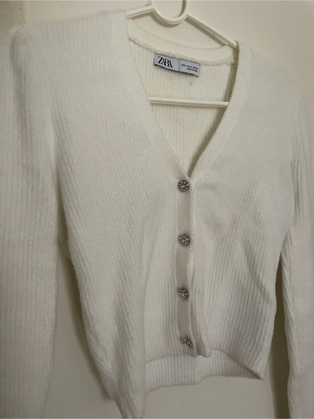 Zara White Knit Cropped Cardigan - Size S - photo 2