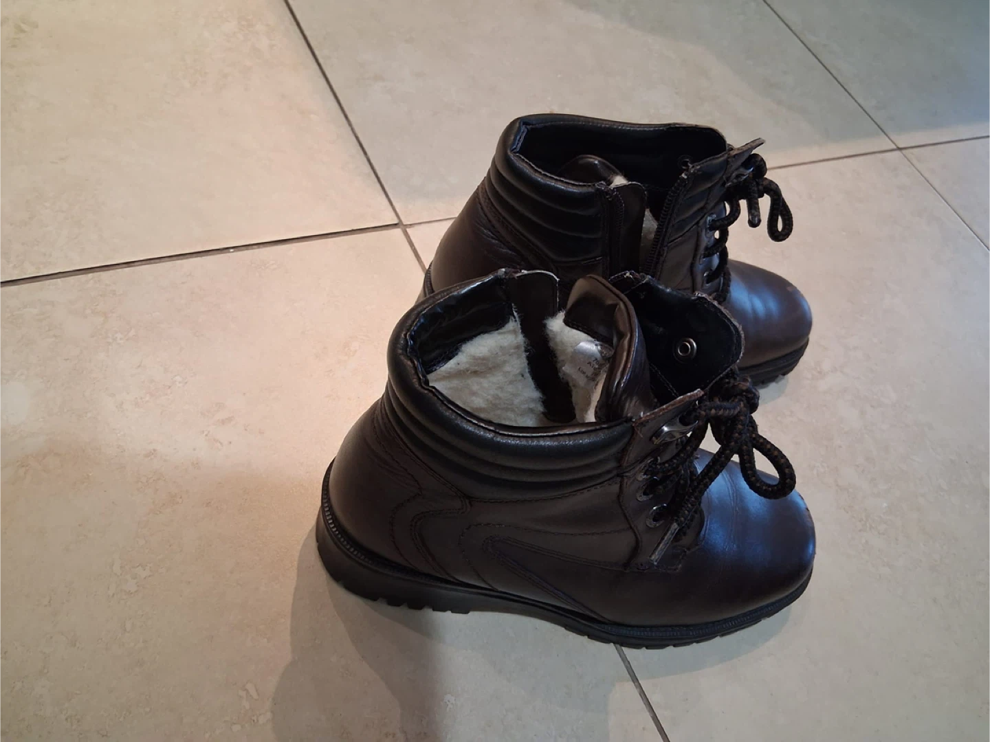 Brown Leather fur lined Winter Ankle Boots