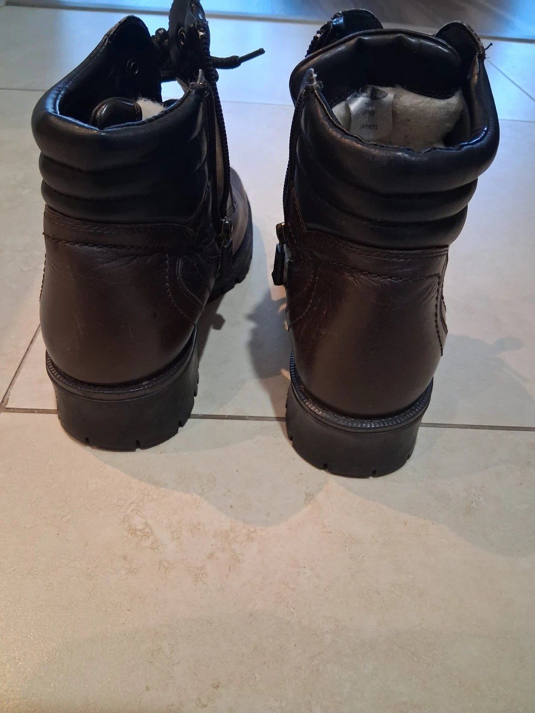 Brown Leather fur lined Winter Ankle Boots - photo 3