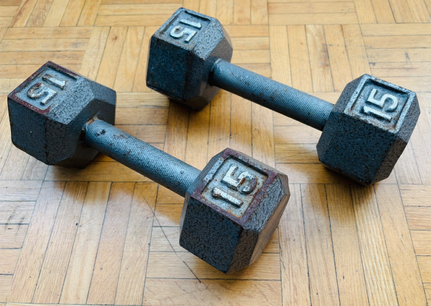Pair of 15 lb Hex Dumbbells - photo 3