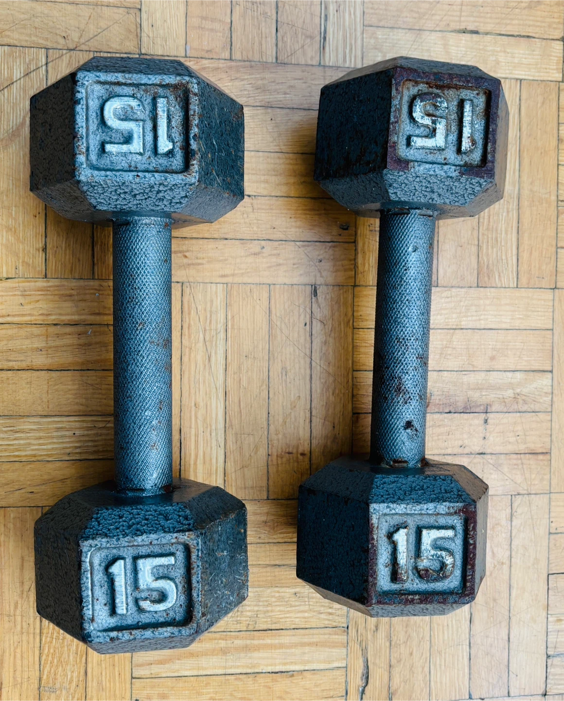 Pair of 15 lb Hex Dumbbells - photo 2