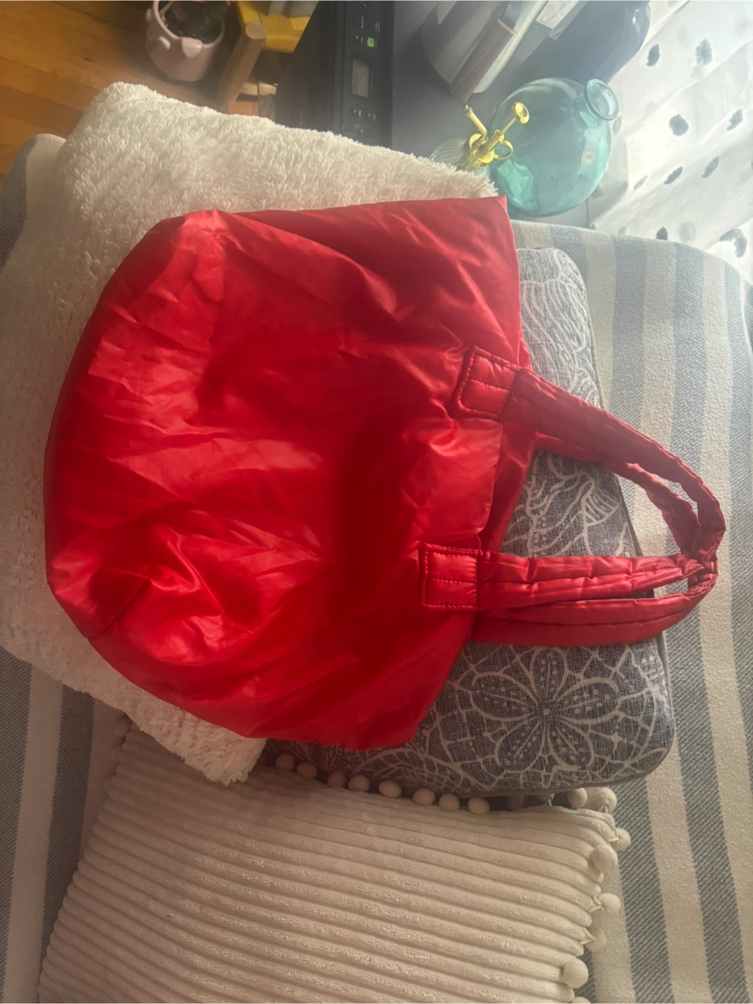 Red Puffer Tote Bag