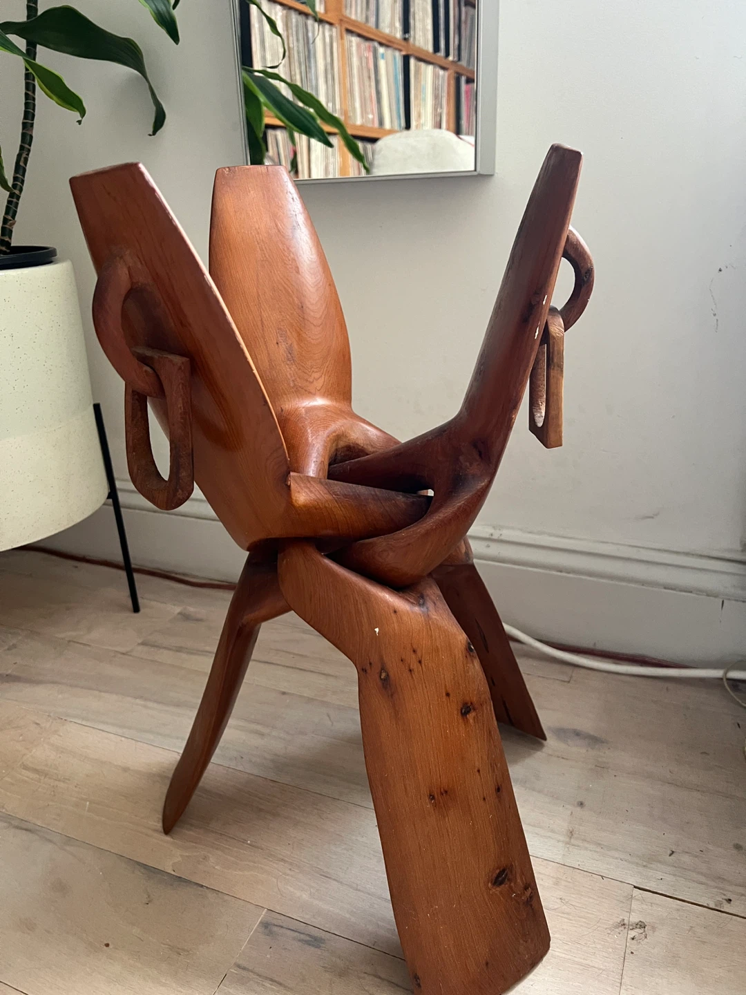 Wooden Sculpture Plant Stand