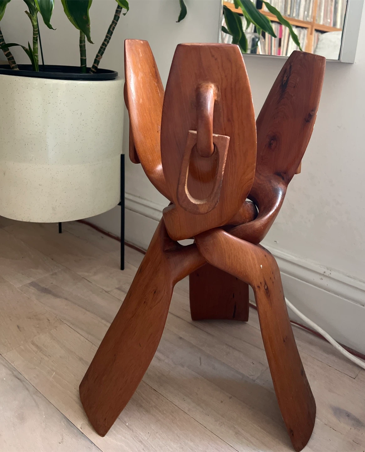 Wooden Sculpture Plant Stand - photo 2