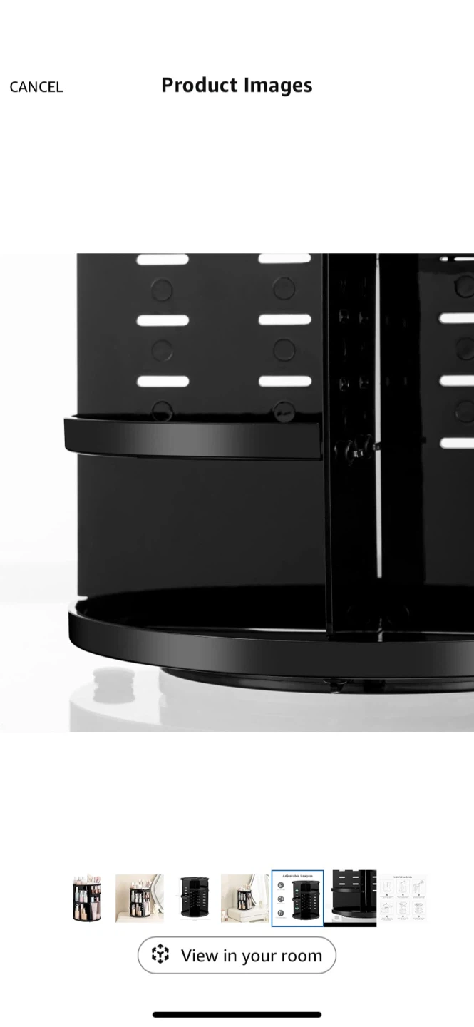 Adjustable Laugers 360 Rotating Makeup Organizer - Black - photo 5