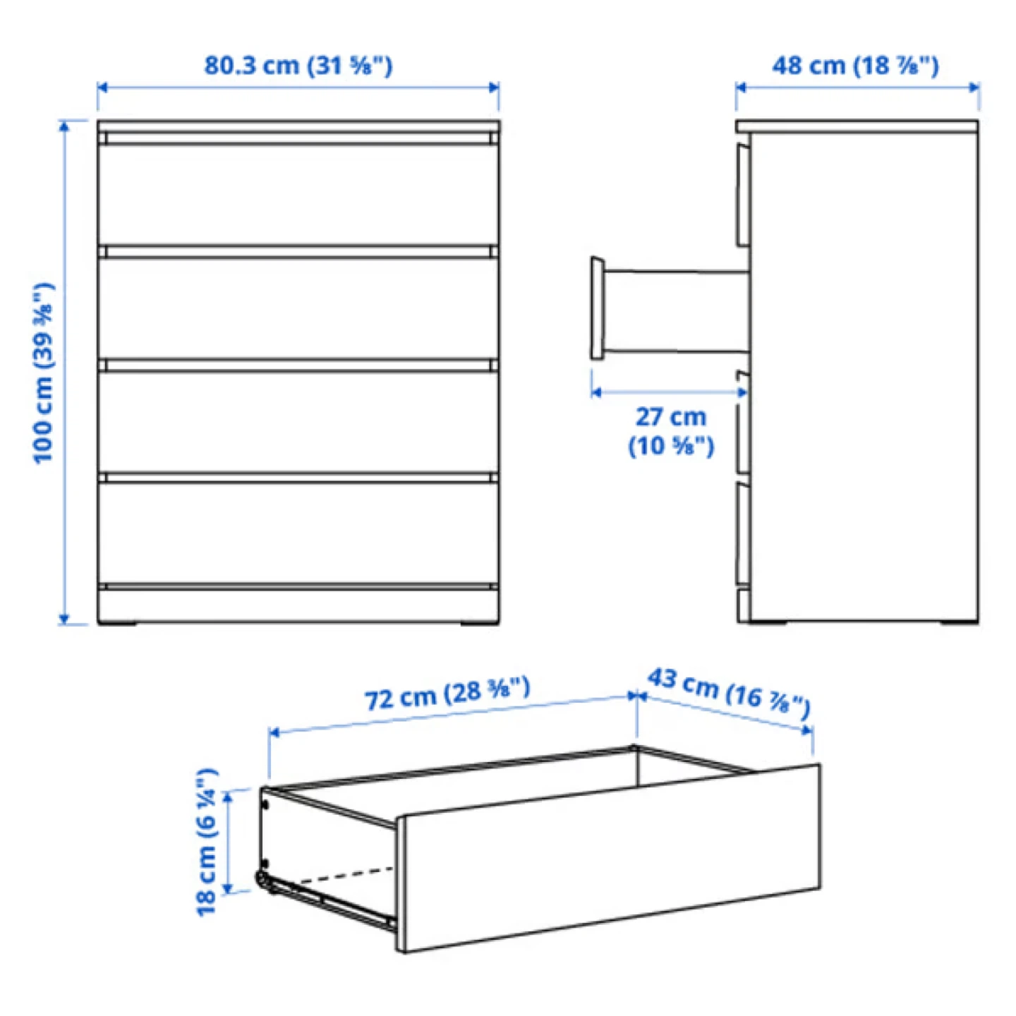 IKEA malm dresser 4-drawer Chest - Light Brown - photo 4
