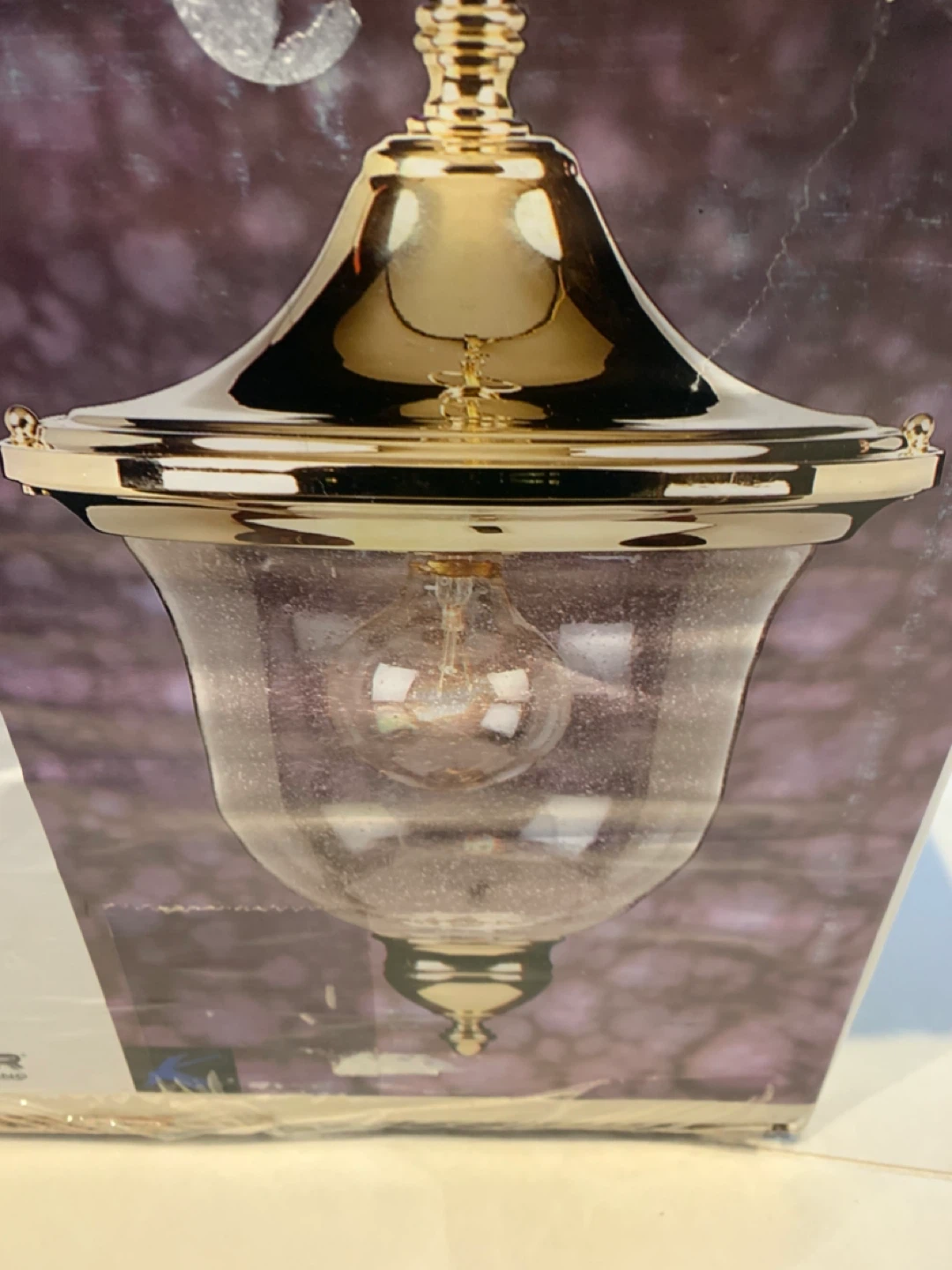 Outdoor Brass Finish Hanging Light - New in Box!