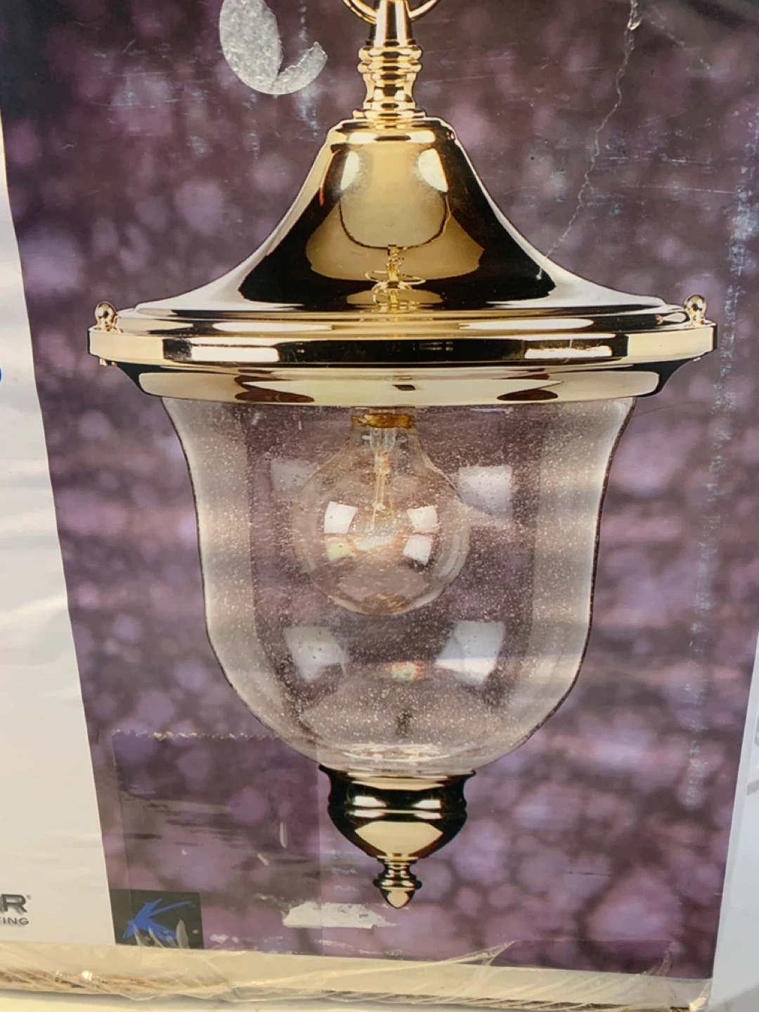 Outdoor Brass Finish Hanging Light - New in Box! - photo 3