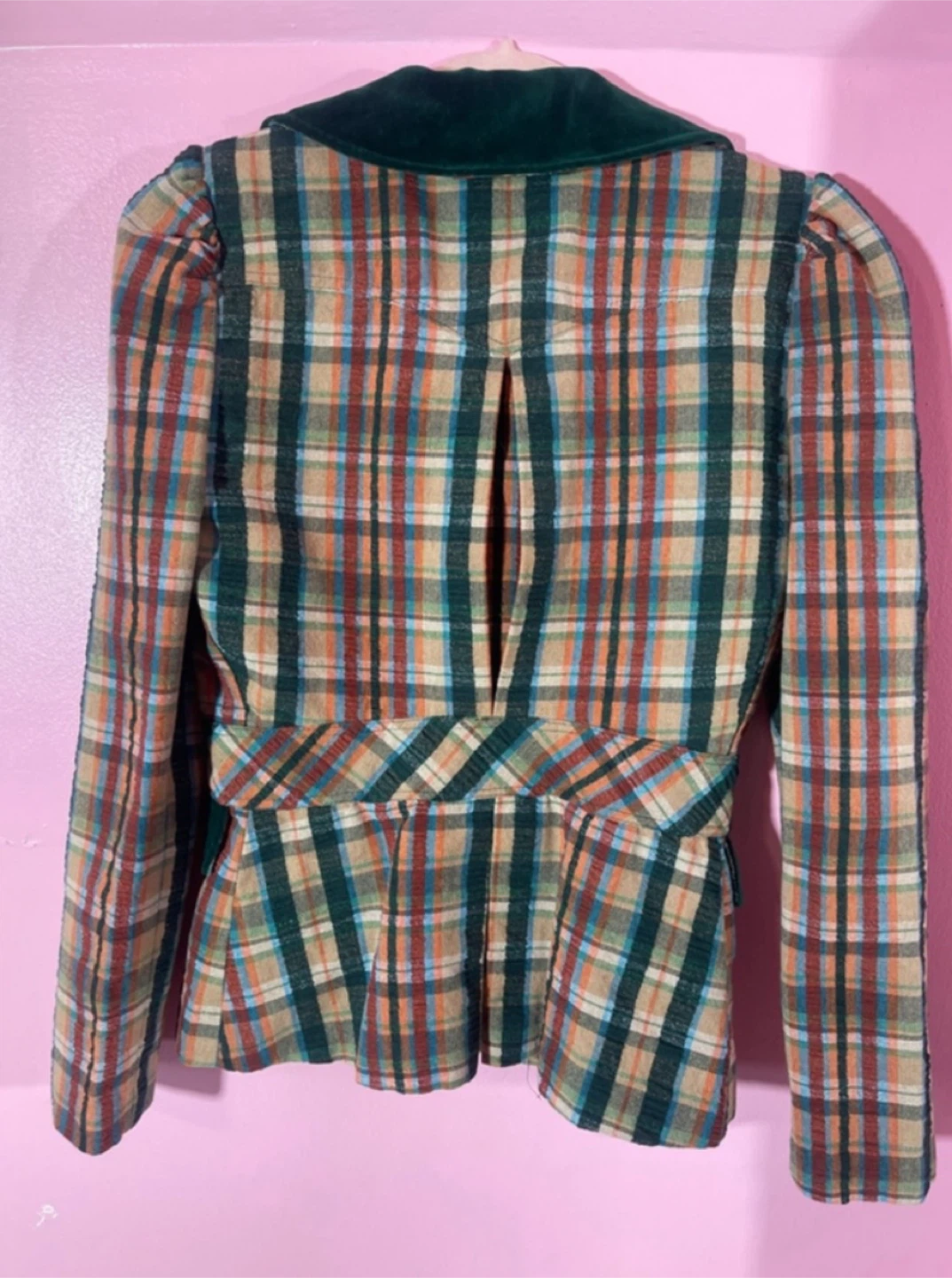 Fashion Scene Plaid Blazer with Velvet Trim - photo 2