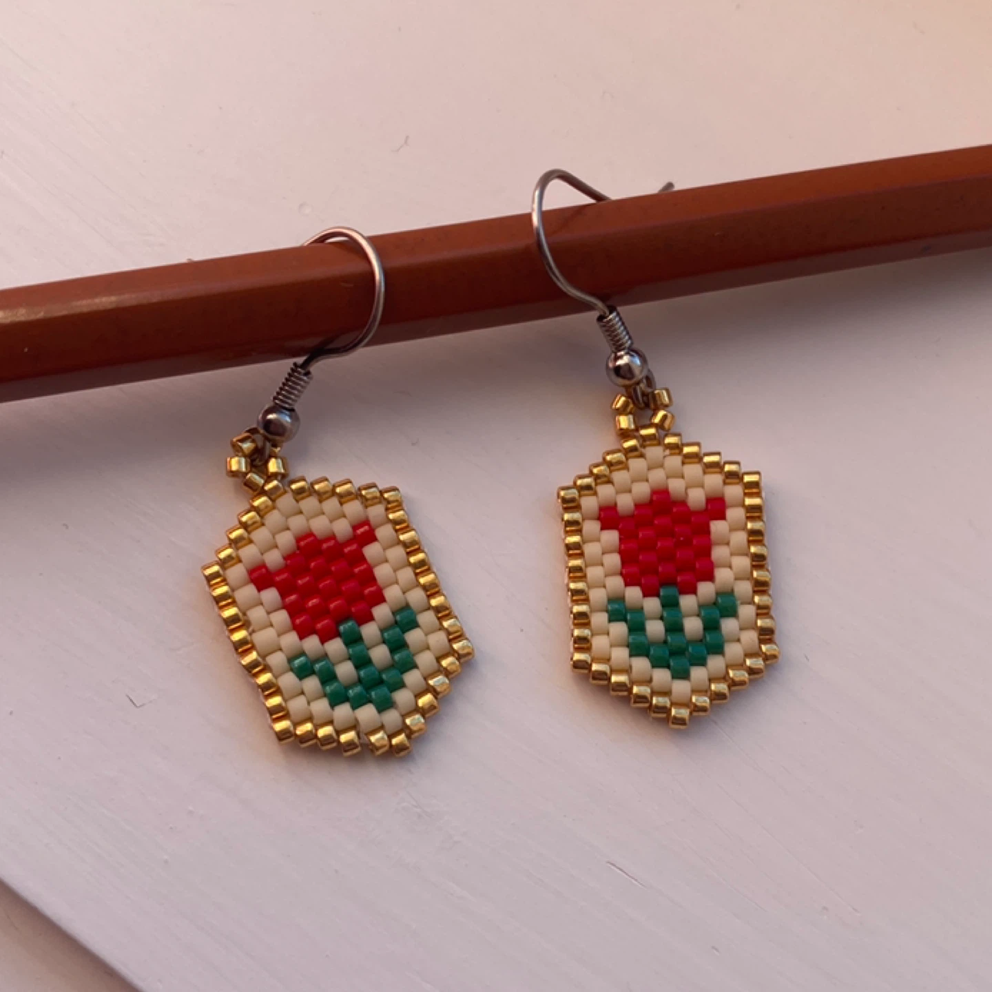Handmade Tulip Flower Earrings - photo 2