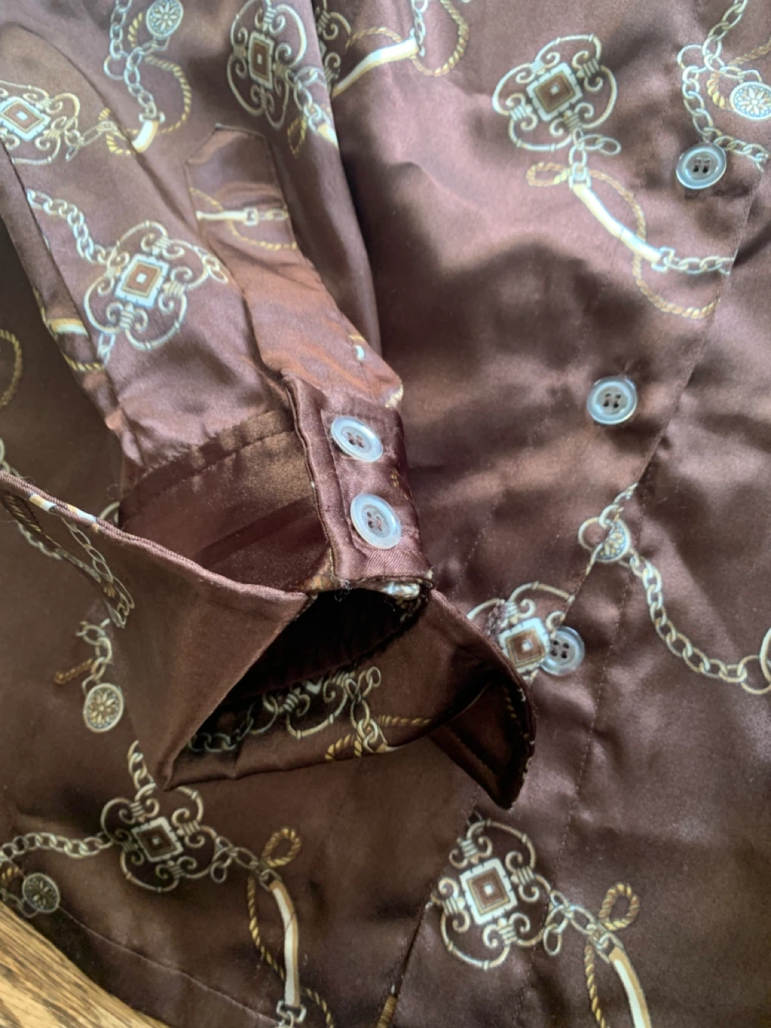 Simon Chang Brown Patterned Blouse - Size 4 - photo 3