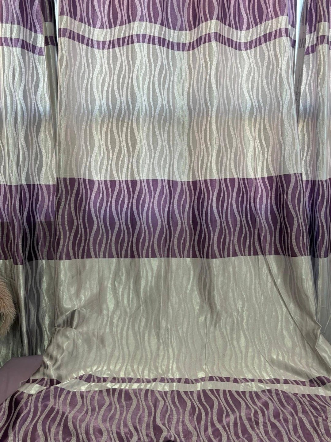 Purple Patterned Curtain & Rug Set - photo 2
