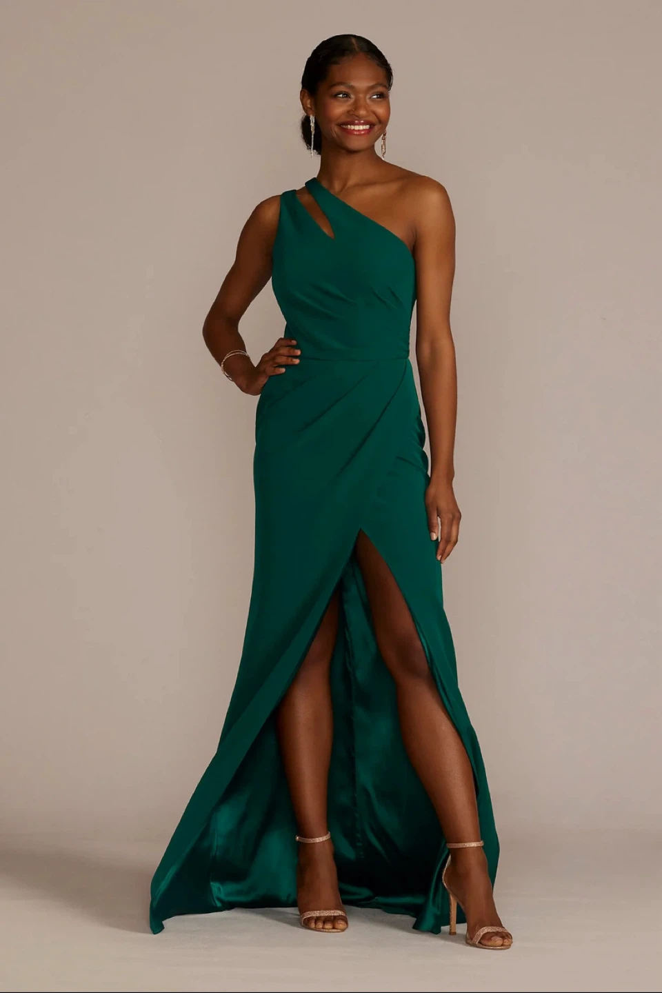 David's Bridal Green Bridesmaid Dress - Size 12 / Large