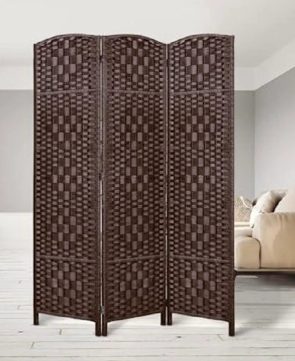 New 6Ft, 3 Panels Room Divider, Brown - photo 2