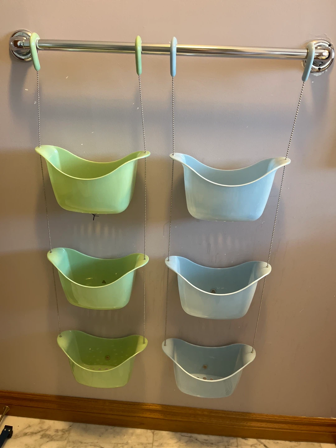 Umbra Hanging Plastic Baskets - Green & Blue