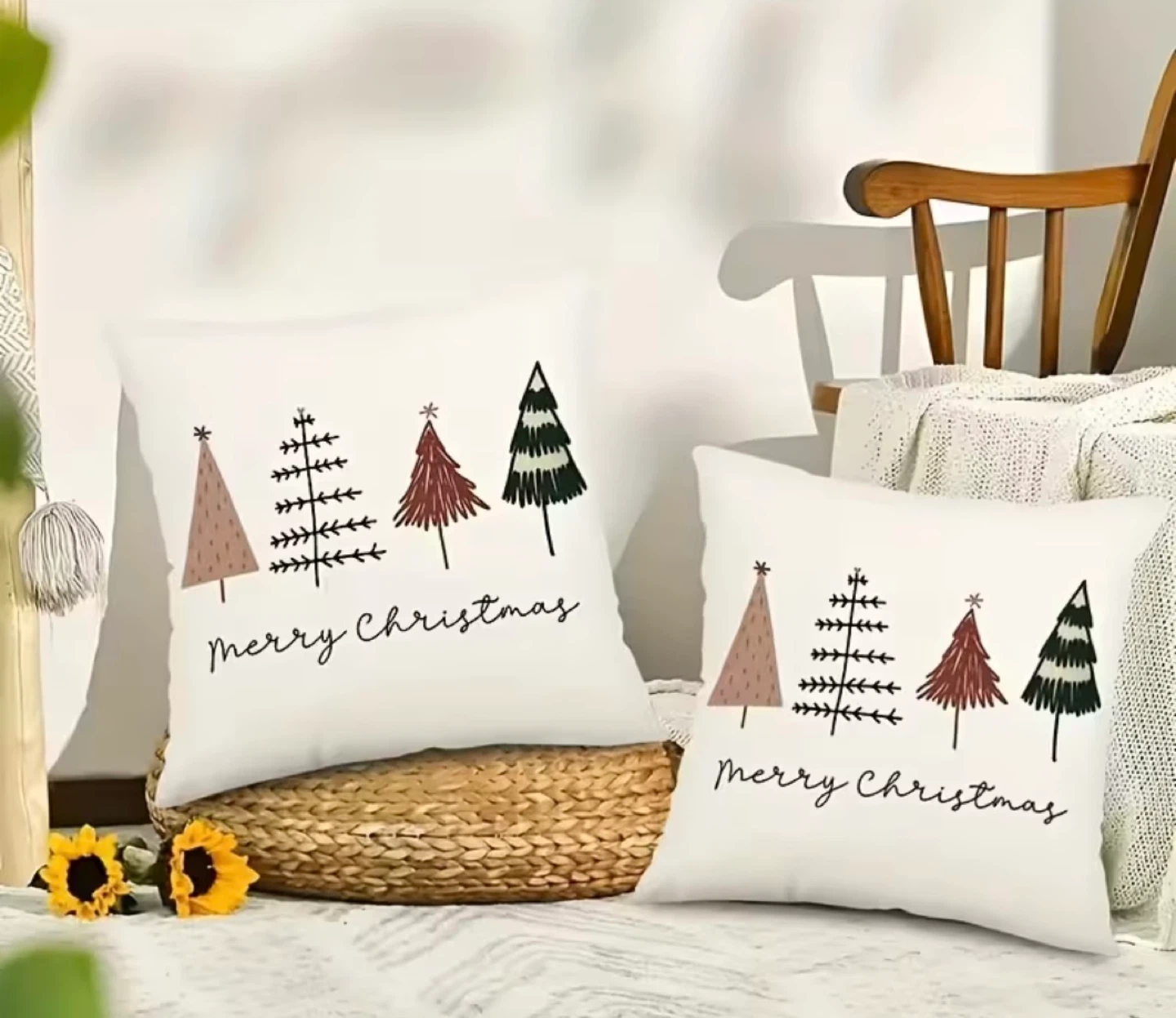 Christmas Tree Throw Pillows - Set of 2