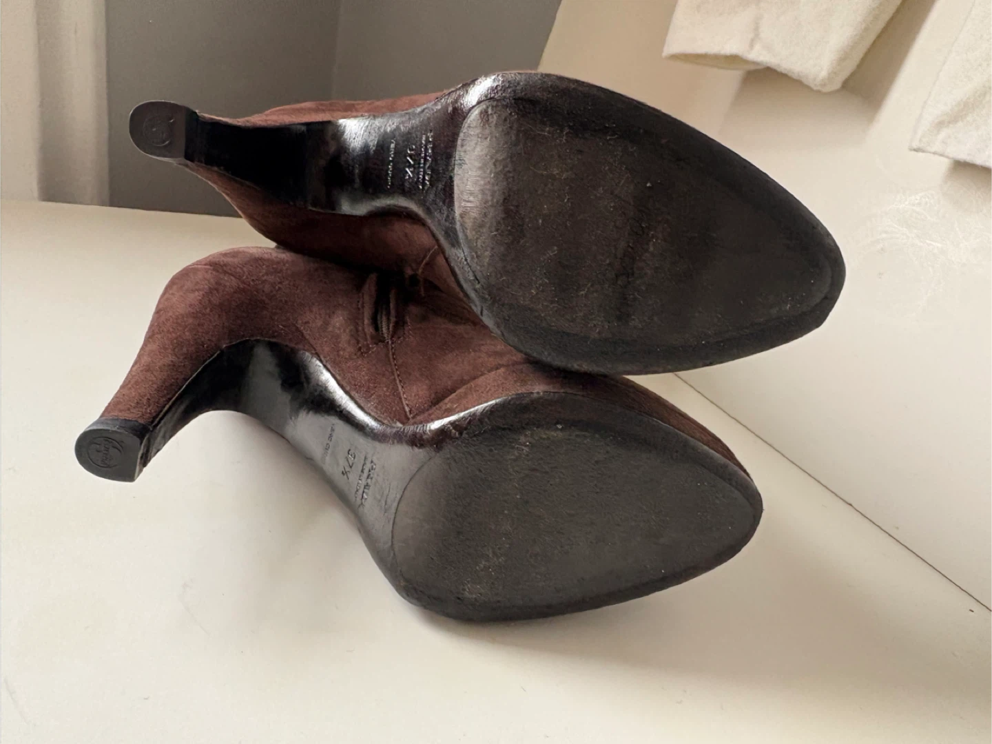 Prada Brown Suede Shearling Trim Boots - 37.5 - photo 5