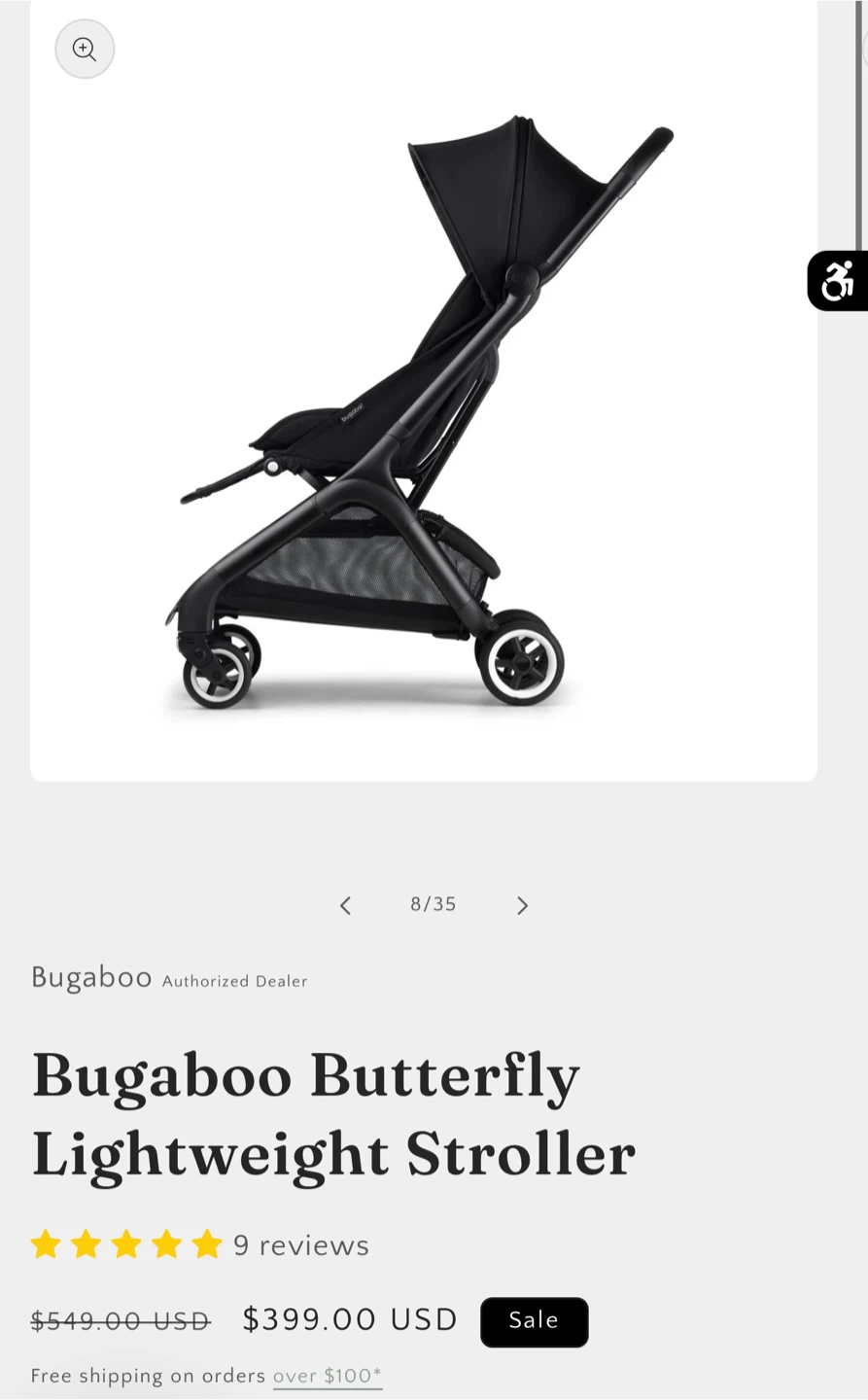Bugaboo Butterfly Lightweight Stroller - Black