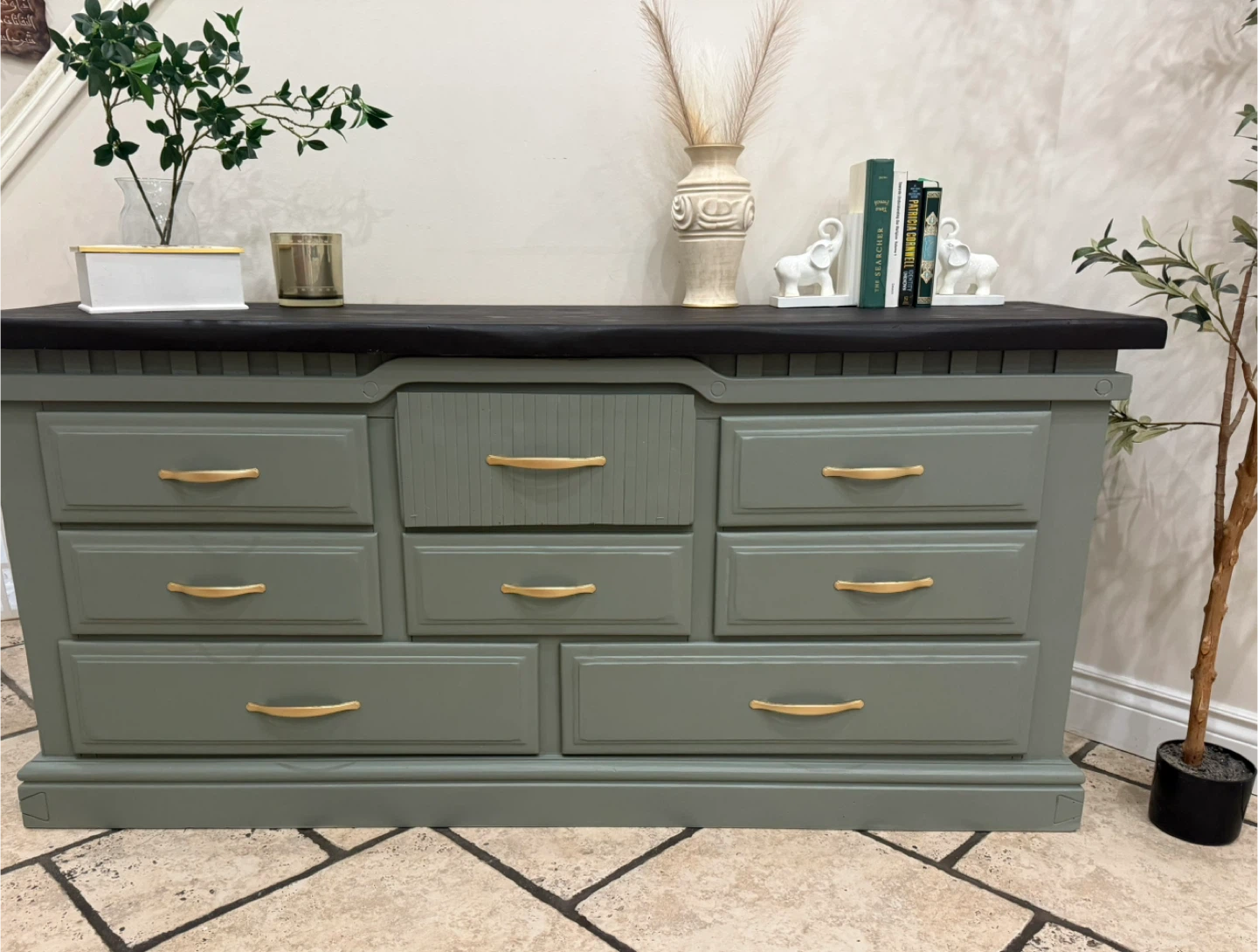 Green Dresser with Gold Handles - photo 4