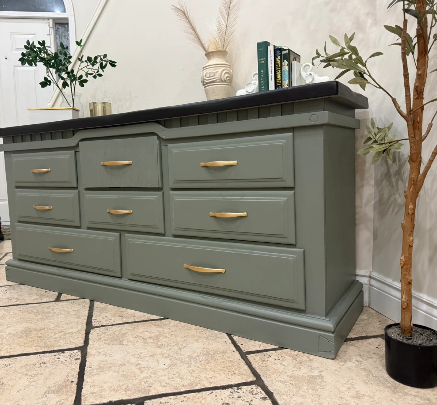 Green Dresser with Gold Handles - photo 3