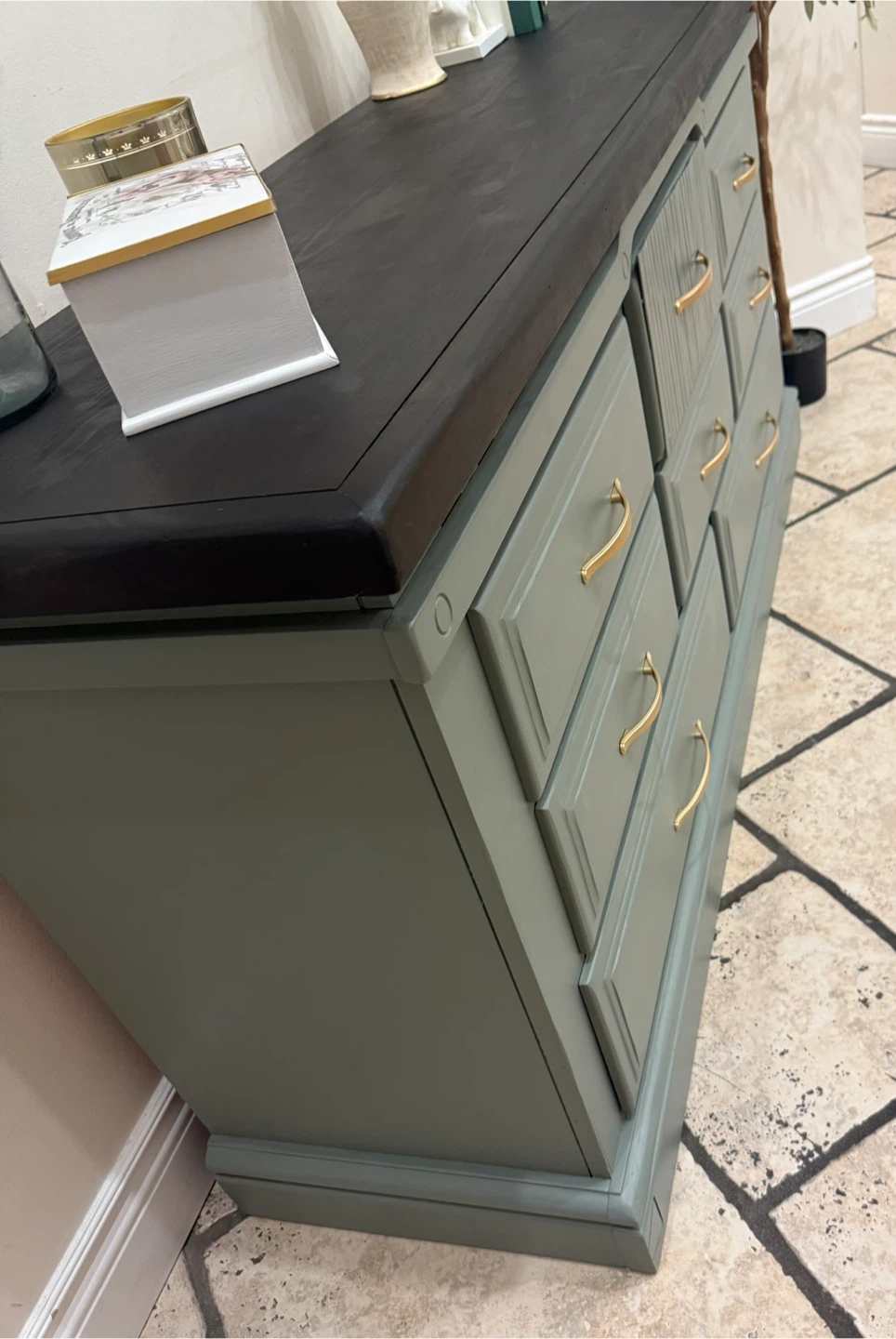Green Dresser with Gold Handles - photo 2