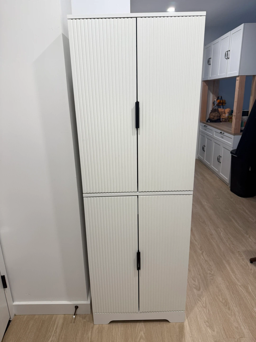 Fluted Pantry Cabinet With Drawer & Adjustable Shelves