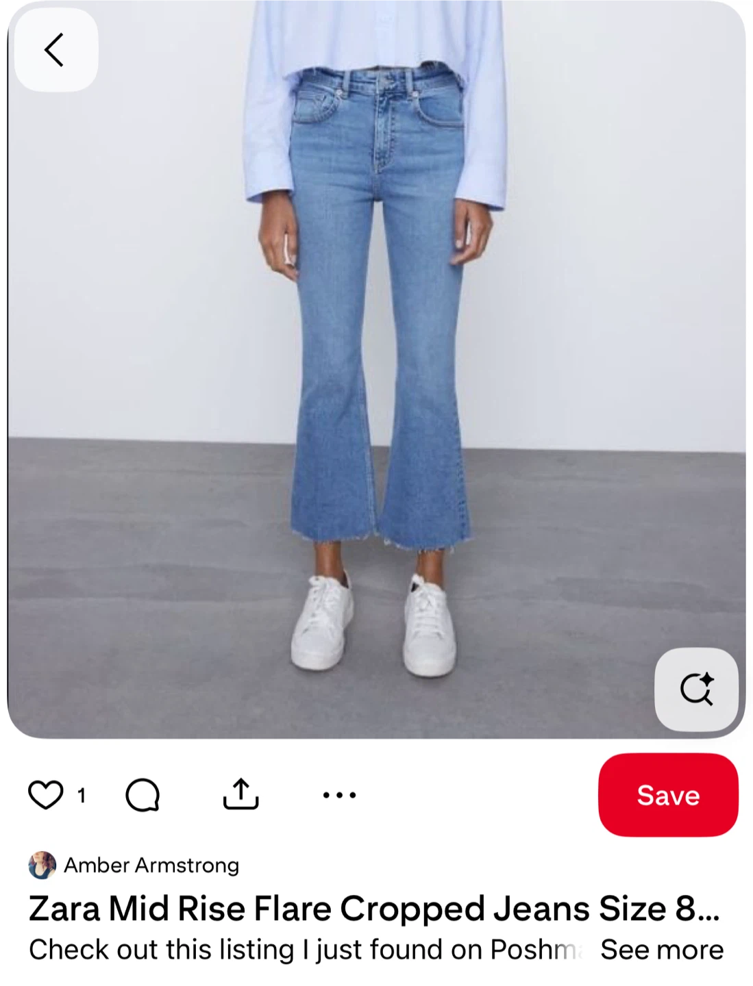 Zara TRF Mid-Rise Flare Cropped Jeans - Size 6 - photo 2