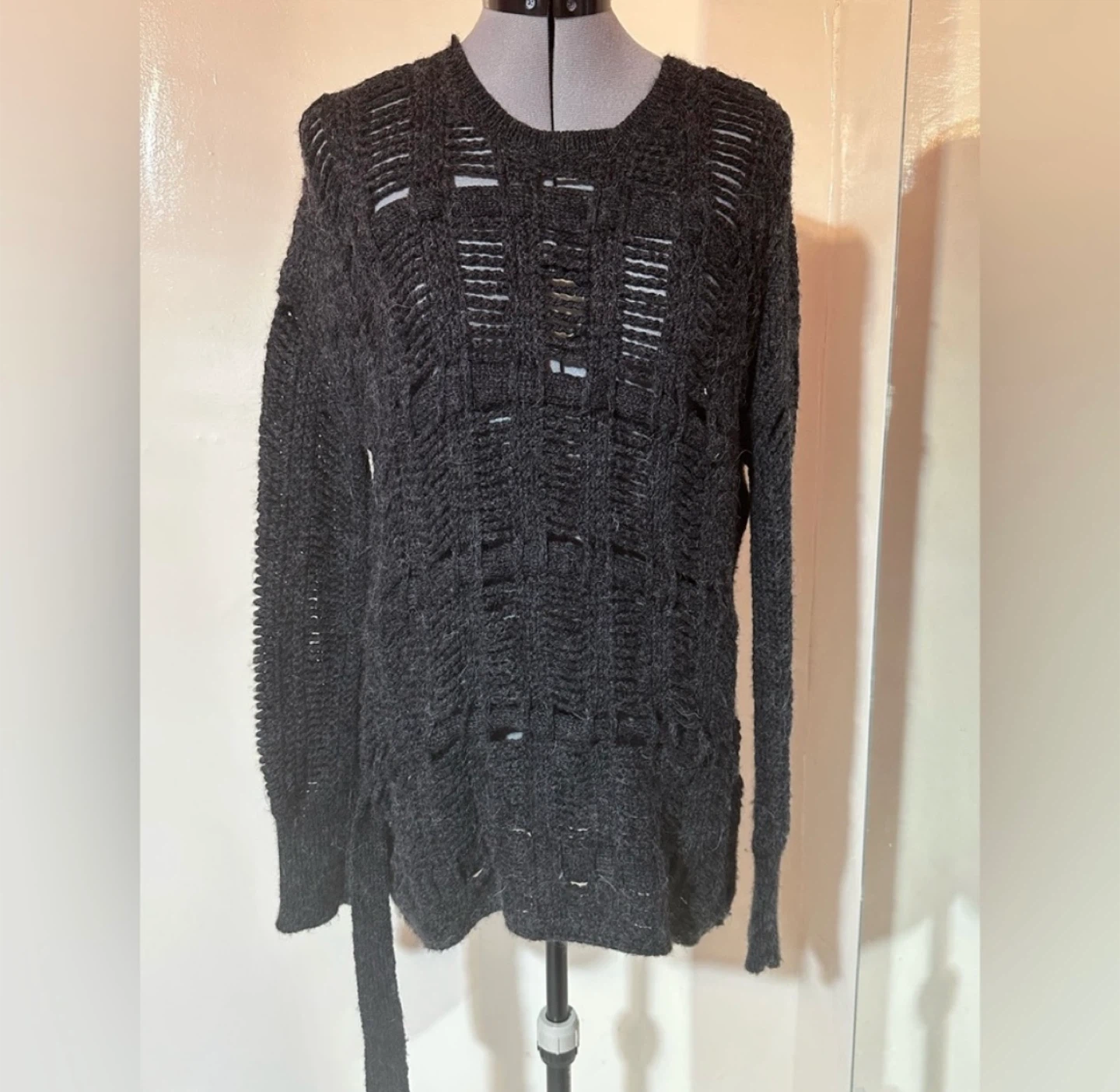 BCBG Max Azria Grey Alpaca Blend Sweater Oversized - photo 2