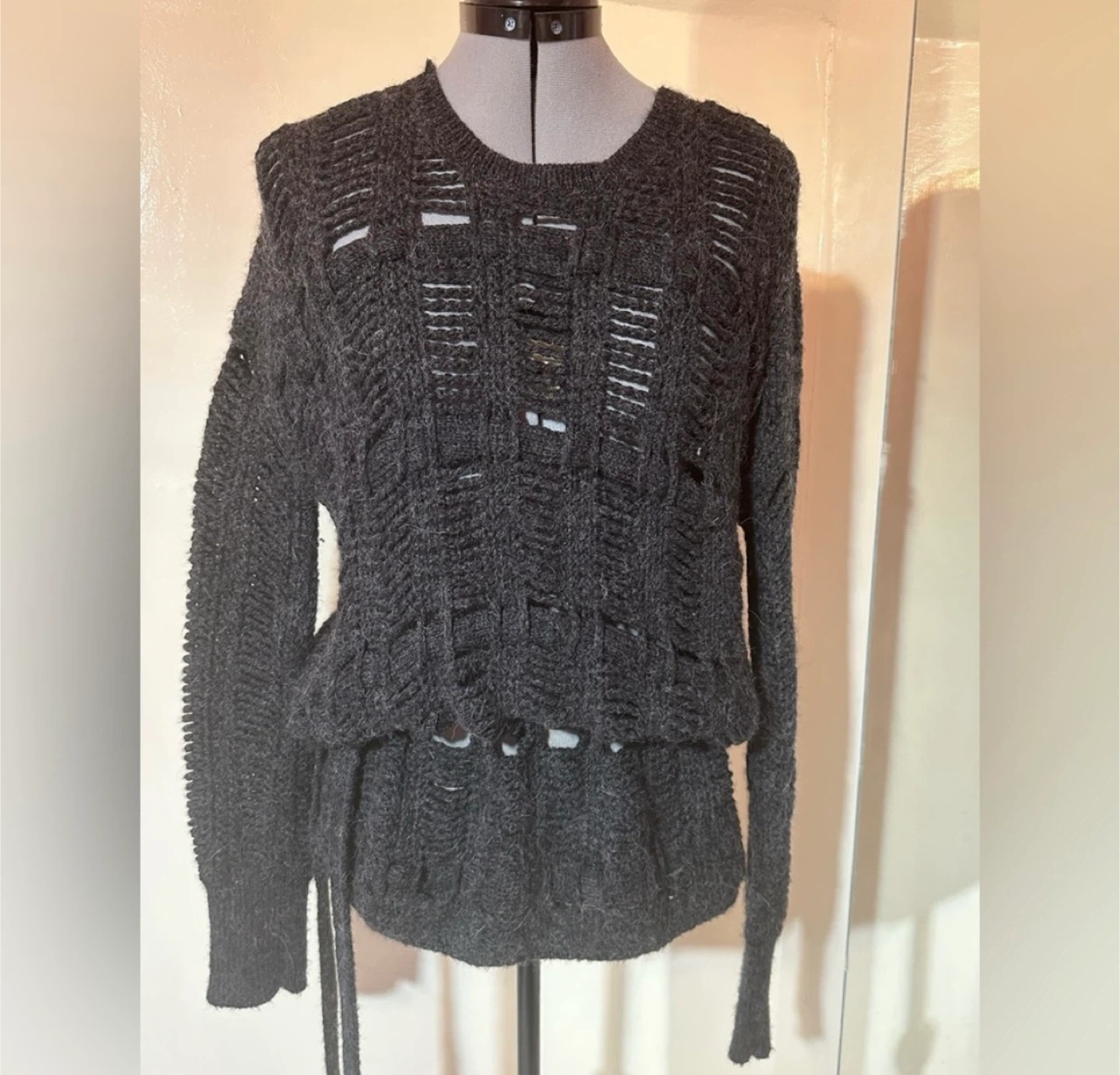 BCBG Max Azria Grey Alpaca Blend Sweater Oversized