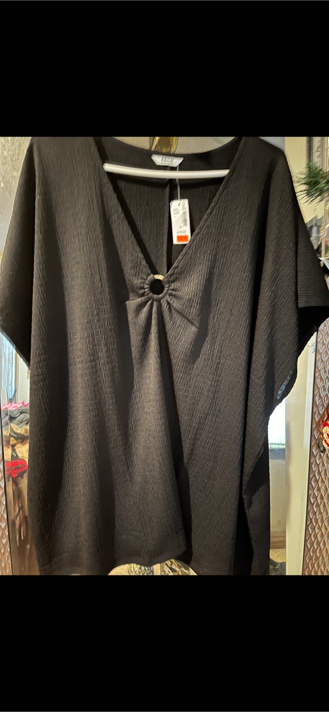 Penningtons Black V-Neck Top 5x