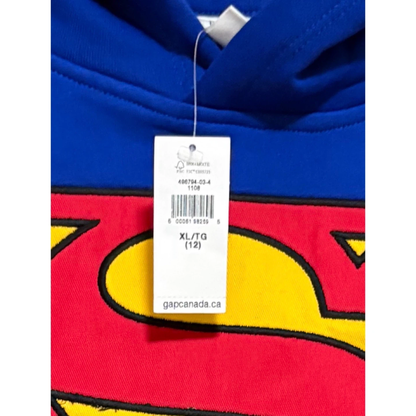 Brand new, GAP Kids Superman DC hoodie, size XL (12). - photo 3