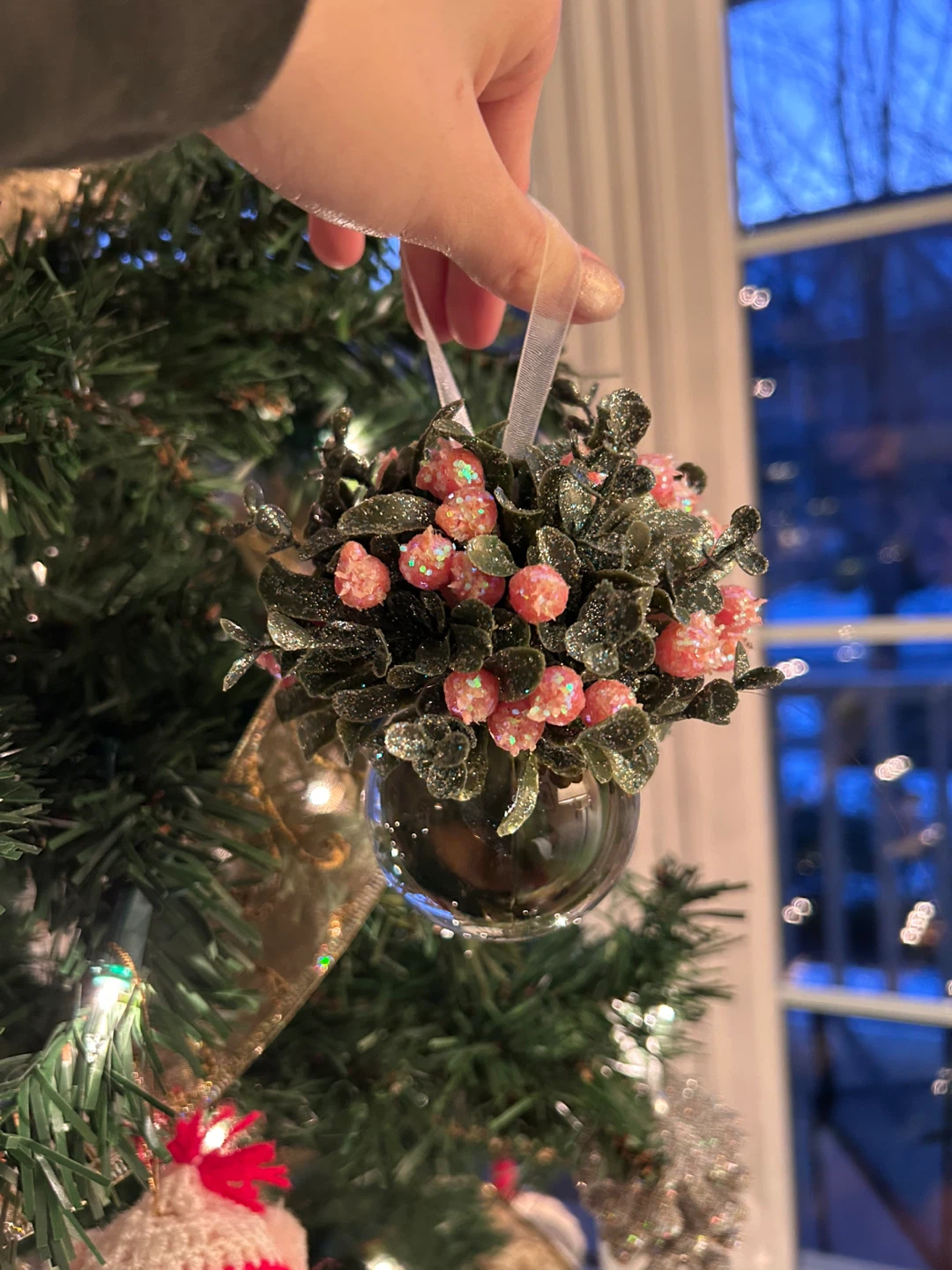 Glass Christmas Ornament with Berries