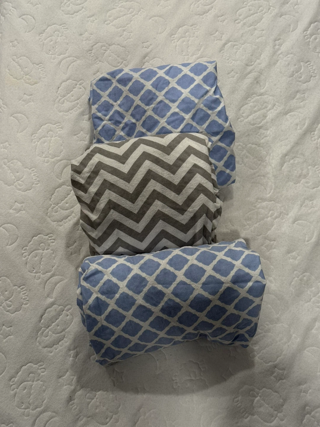 Baby Crib Fitted Sheets - Blue & Grey
