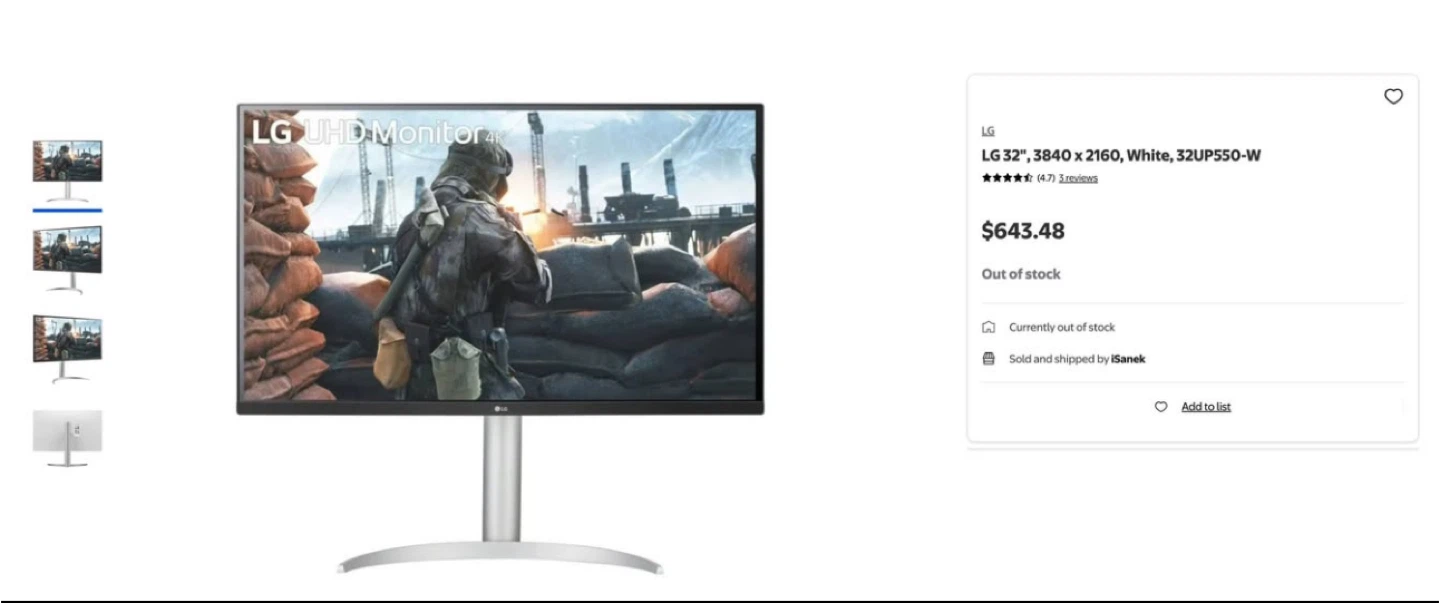 LG UHD 4K Monitor 32UP550-W