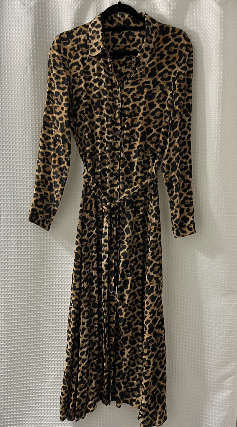 Zara Woman Leopard Print Midi Dress - Size M