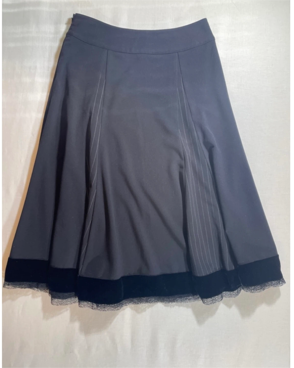 Spanner Black Skirt with Velvet and Lace Trim size 6