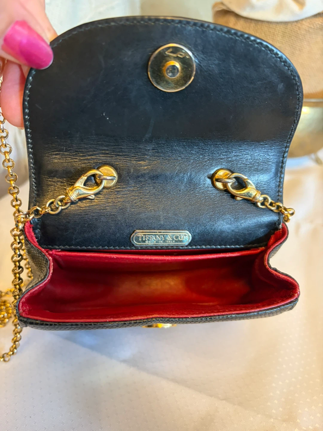 Tiffany & Co. Black Leather Chain Bag
