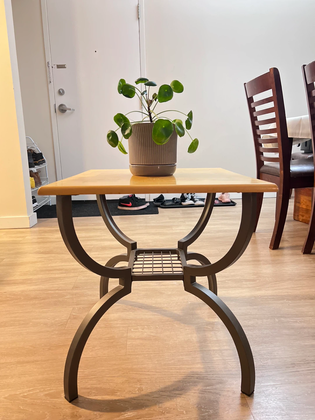 Side Table - Wood Top, Metal Base - 22" x 20”