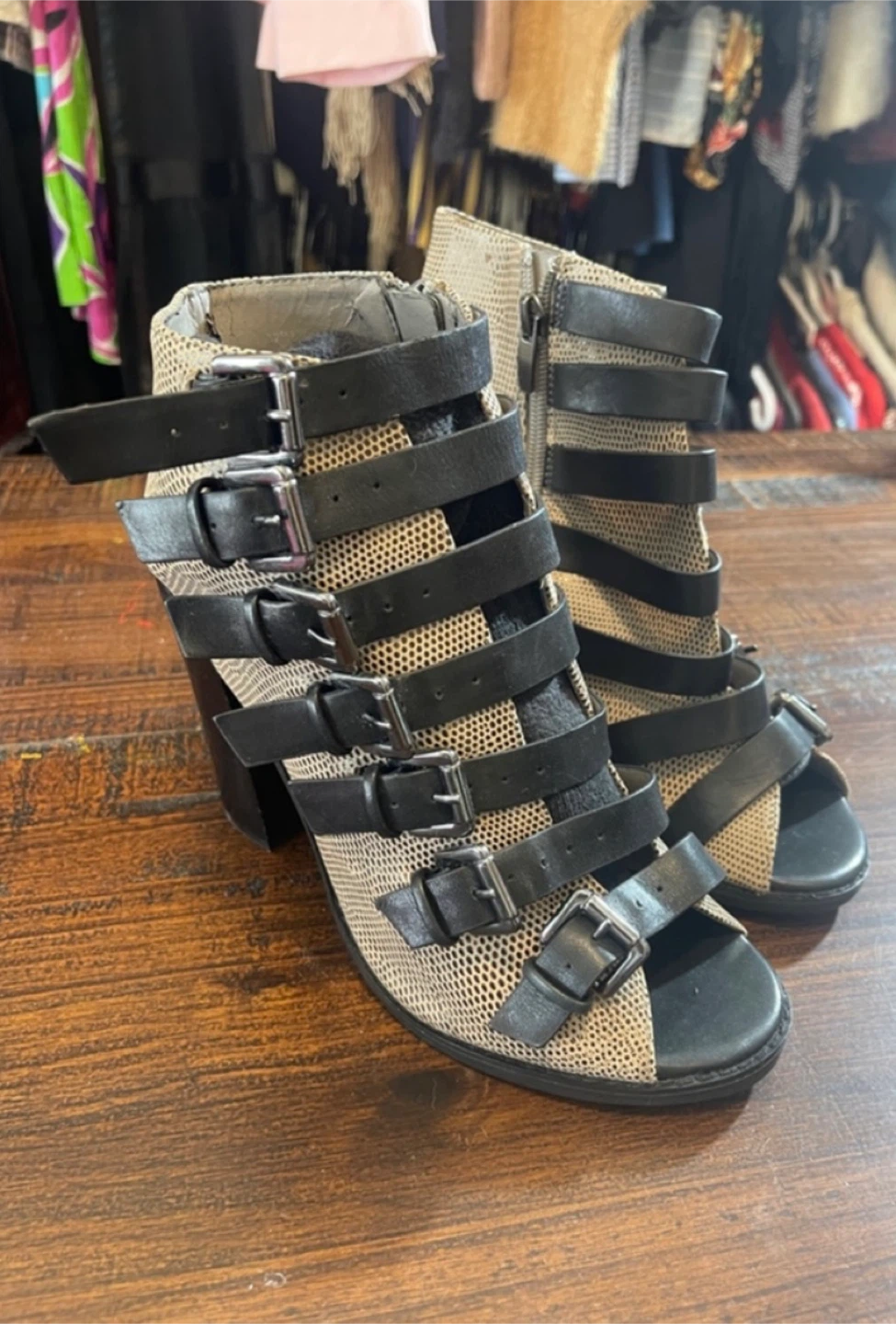 Topshop buckle cage heel  block heel size 40