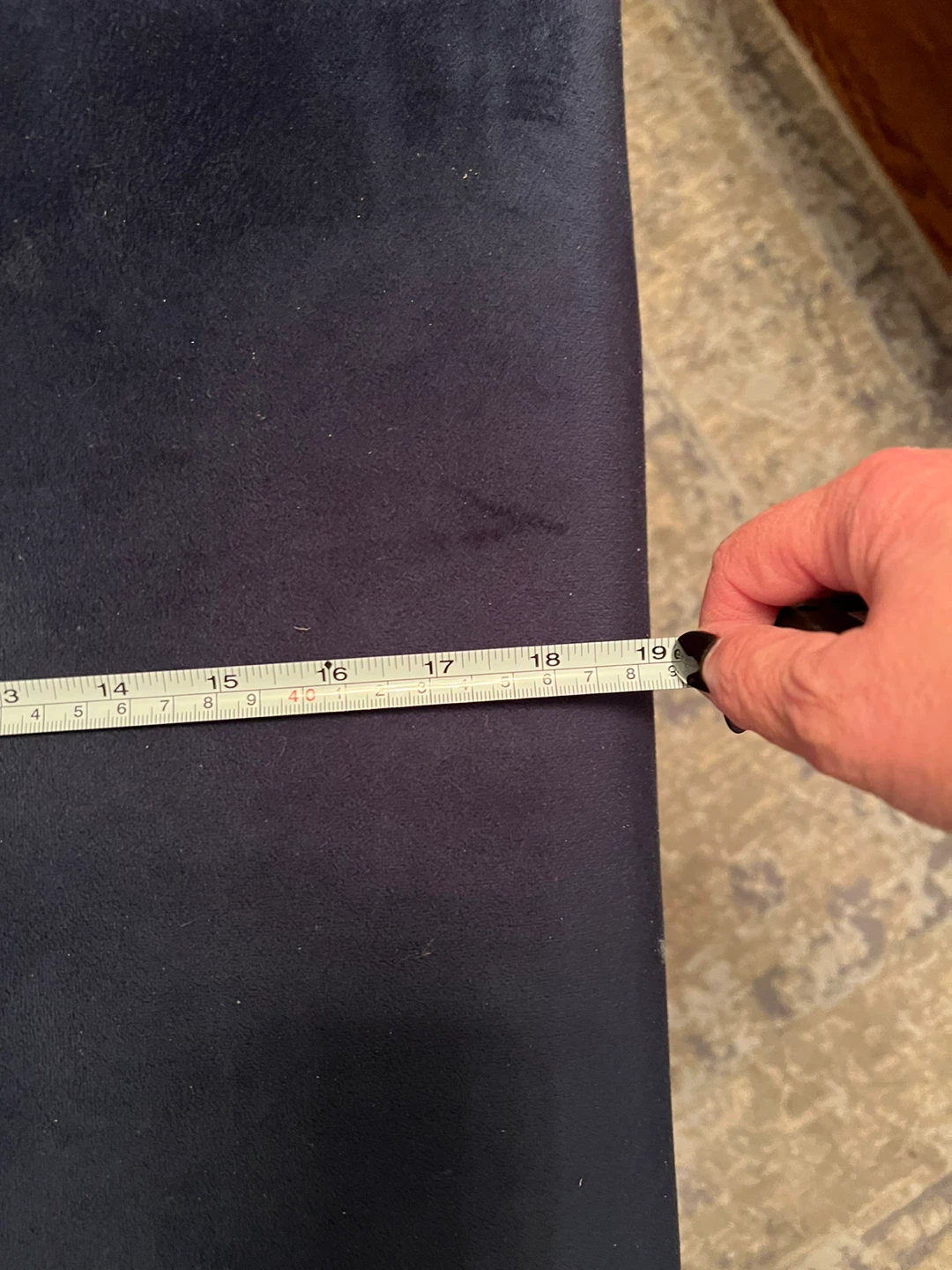 Navy Velvet Ottoman Stool - photo 2