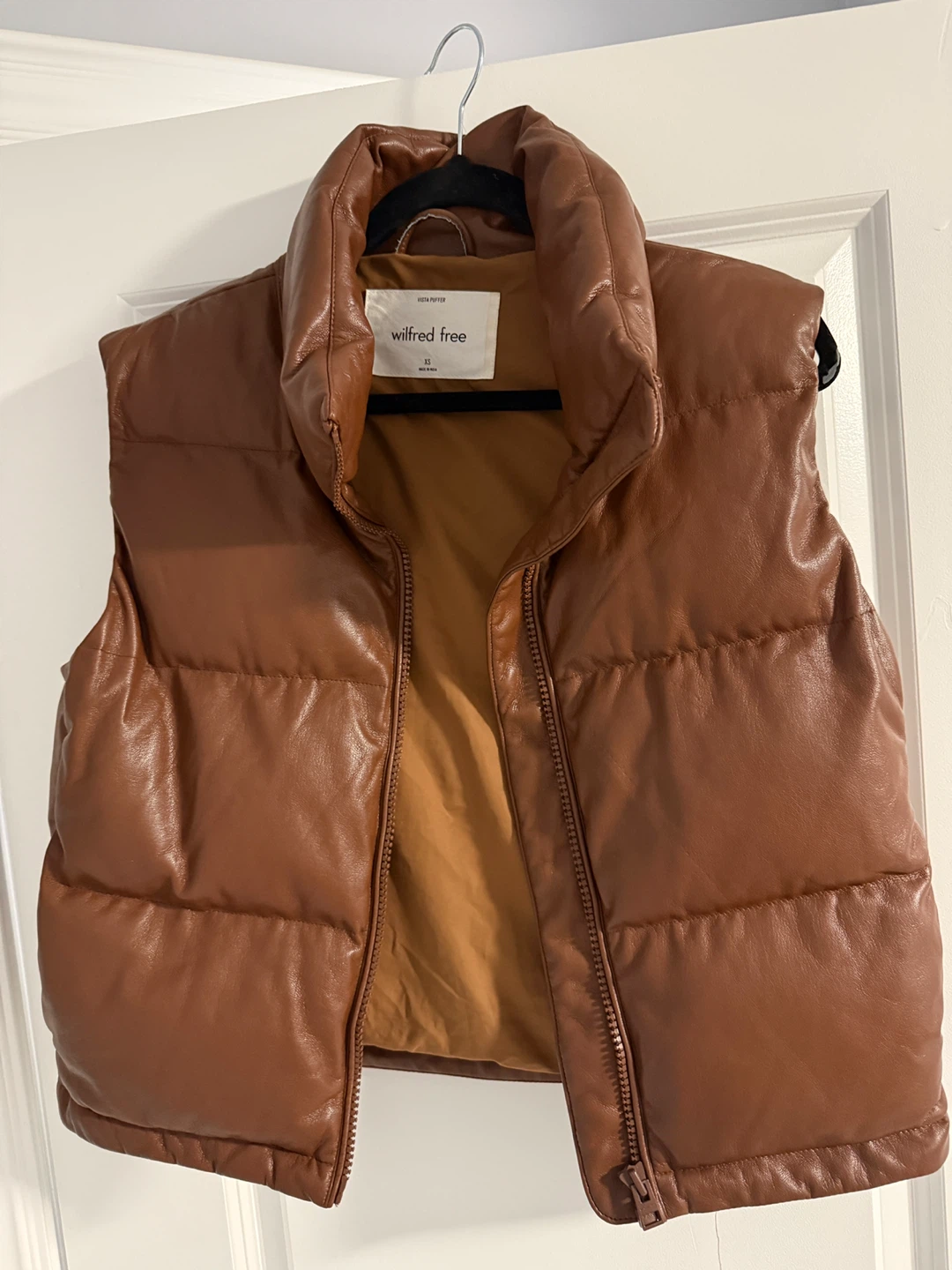 Wilfred Free Faux Leather Puffer Vest XS