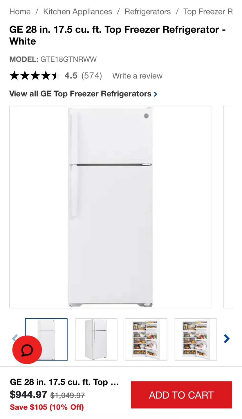 GE 28 in. 17.5 cu. ft. Top Freezer Refrigerator - photo 2