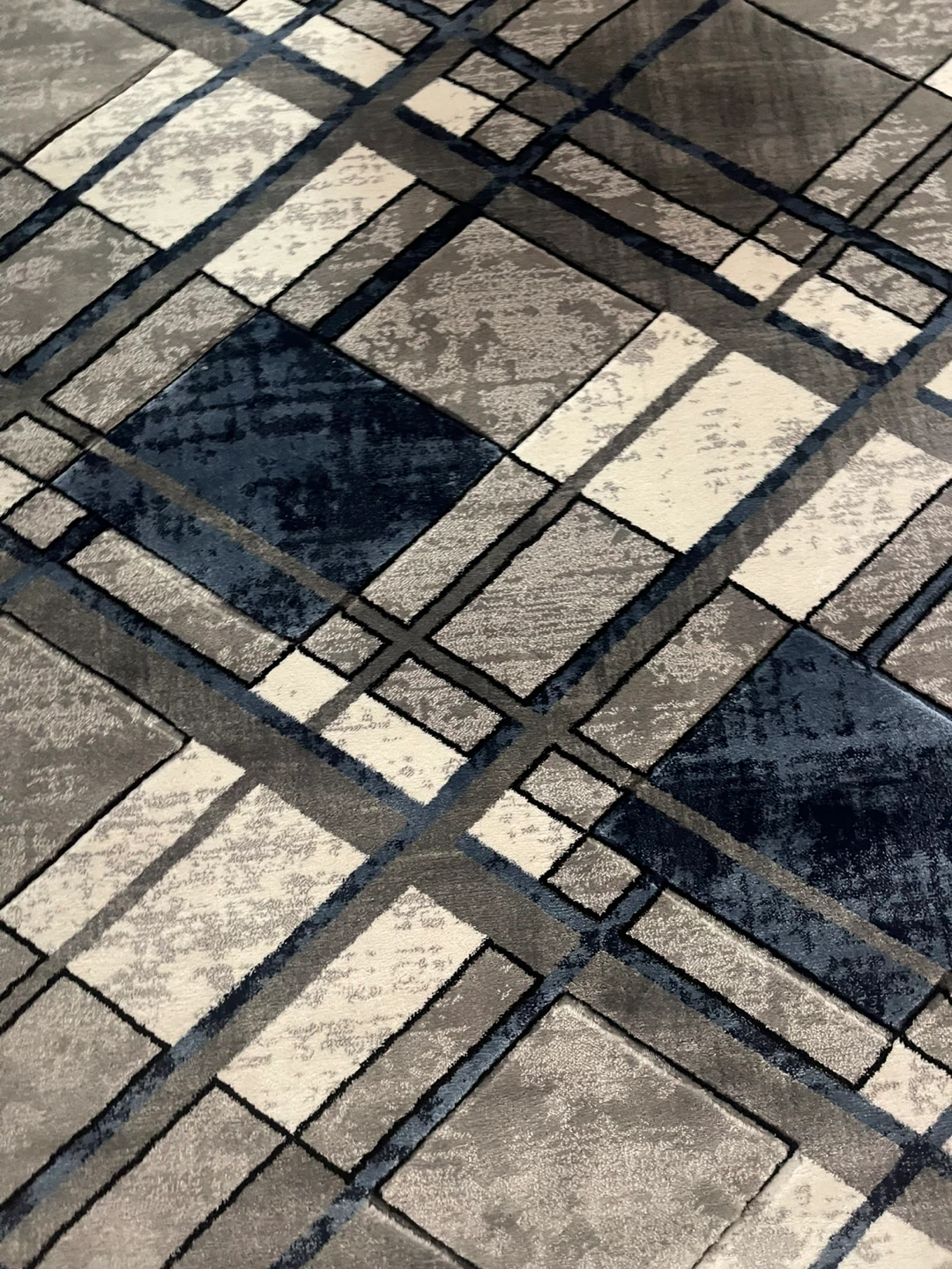 160x230 Geometric Pattern Area Rug - Grey, Blue, White - photo 3