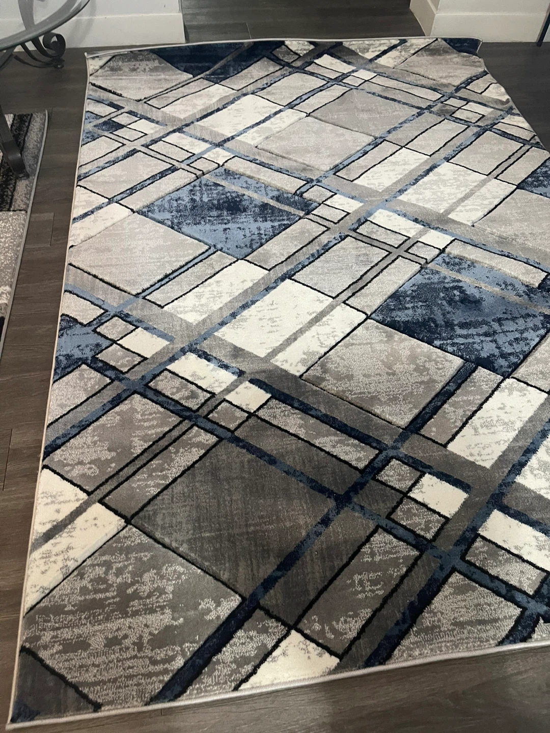 160x230 Geometric Pattern Area Rug - Grey, Blue, White - photo 4