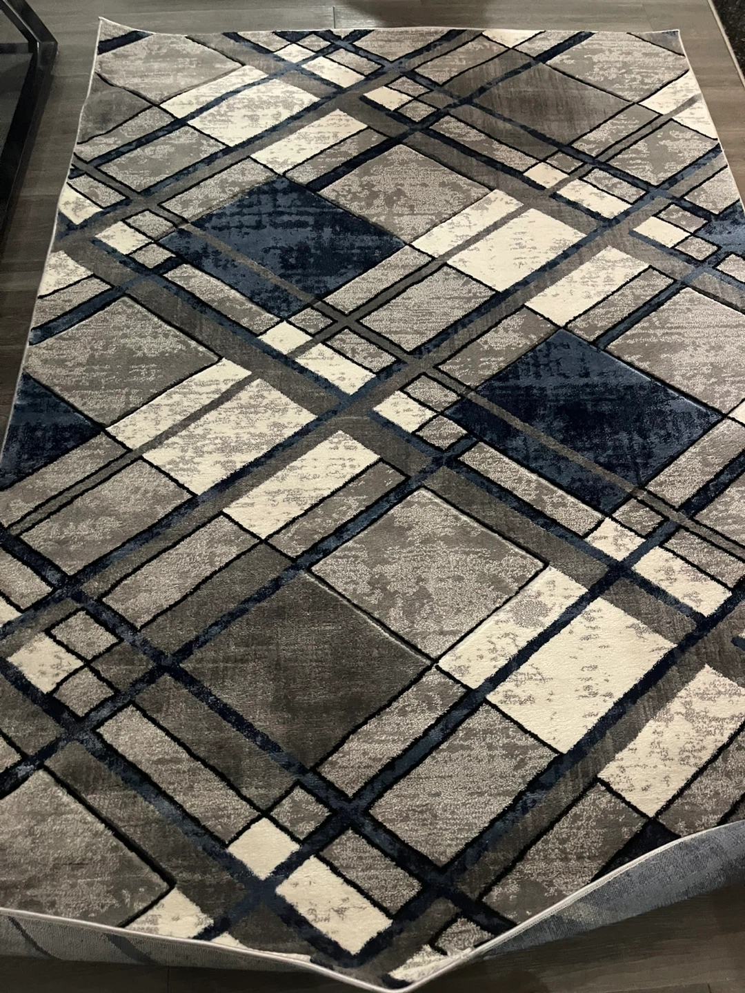 160x230 Geometric Pattern Area Rug - Grey, Blue, White - photo 2