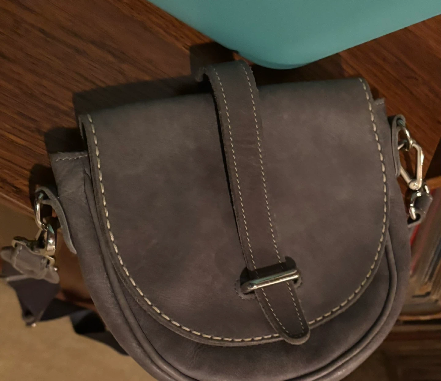 Roots Leather Crossbody Bag - Grey - photo 3