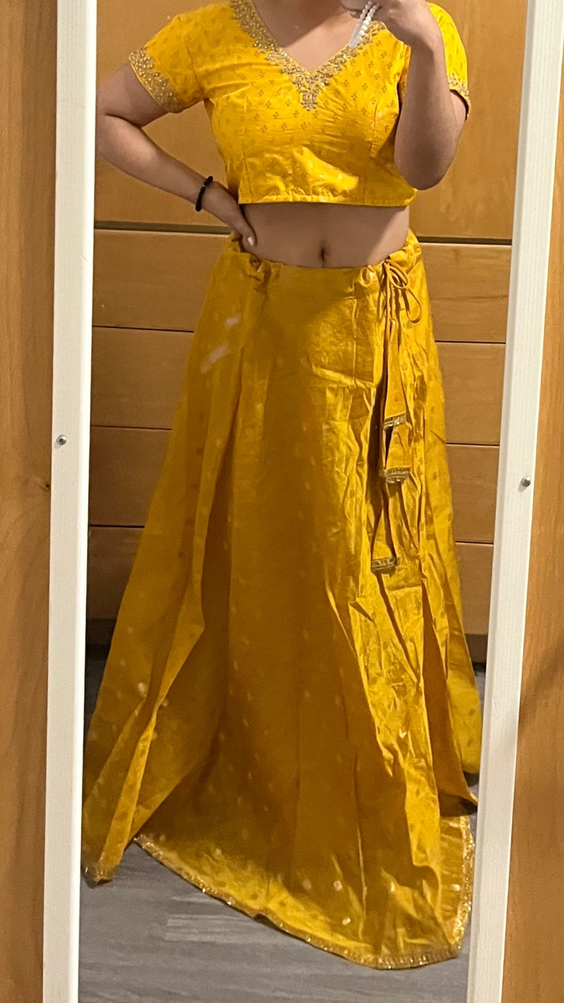 Yellow Lehenga Skirt & Top Set - Indian Traditional Clothes