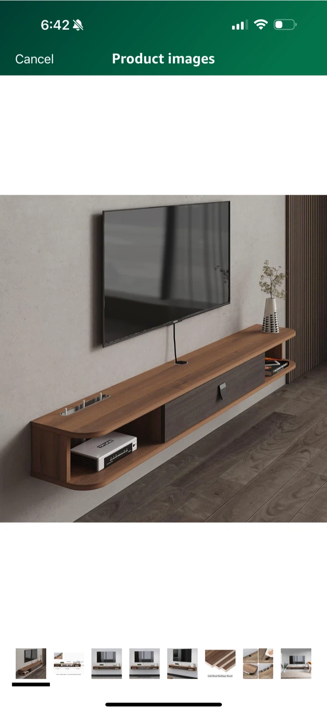 Walnut Wall Mounted Floating TV Stand 55”