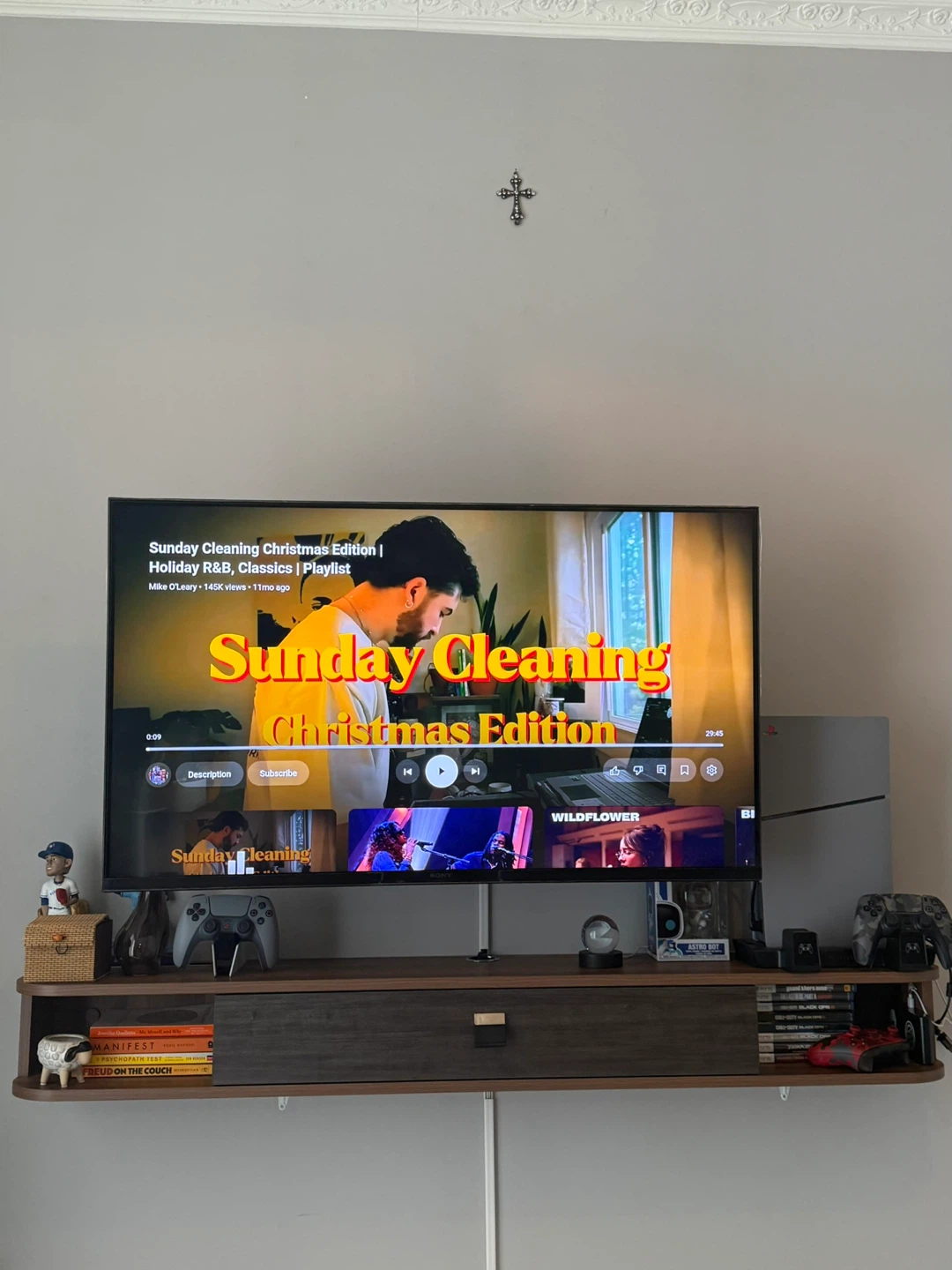 Walnut Wall Mounted Floating TV Stand 55” - photo 2